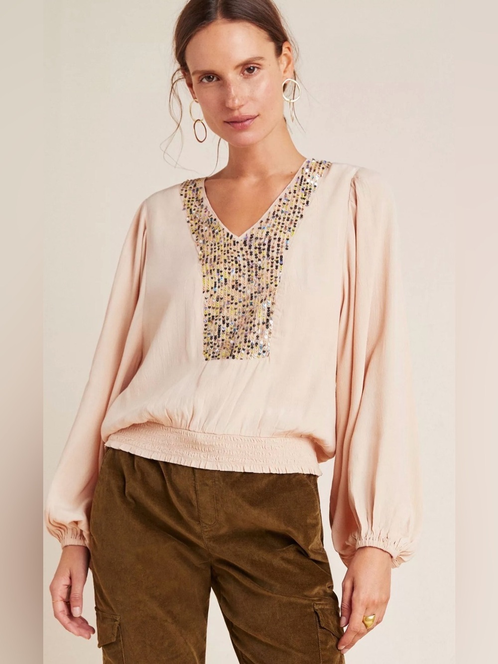 Maeve by Anthropologie Kristie sequined peasant blouse - XL